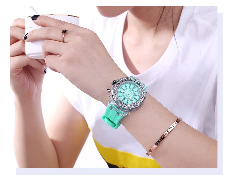 LED Luminous Silicone Watch | Stylish Unisex & Kids Wristwatch with Arabic Numerals and Flash Light Effect