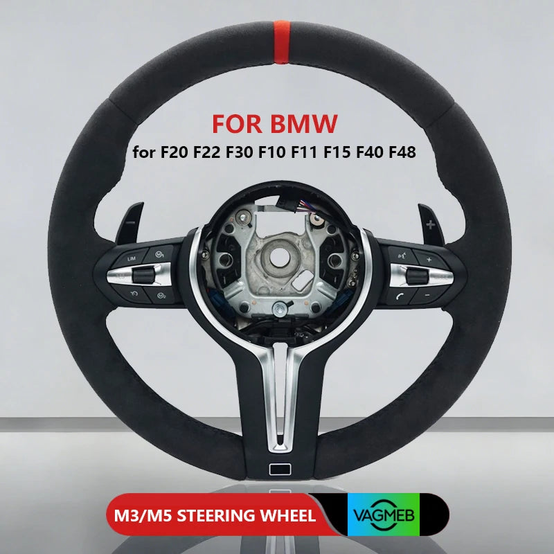 M Sports Carbon Fiber Steering Wheel with Yellow Stripe – Performance Modification for BMW