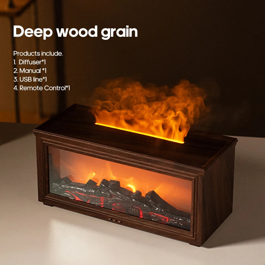 Kinscoter Colorful Flame Mini Fireplace Diffuser | Simulated Fireplace Aroma Diffuser & Ultrasonic Air Humidifier with Remote Control