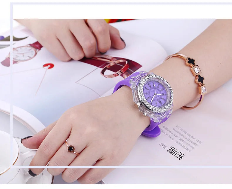 LED Luminous Silicone Watch | Stylish Unisex & Kids Wristwatch with Arabic Numerals and Flash Light Effect
