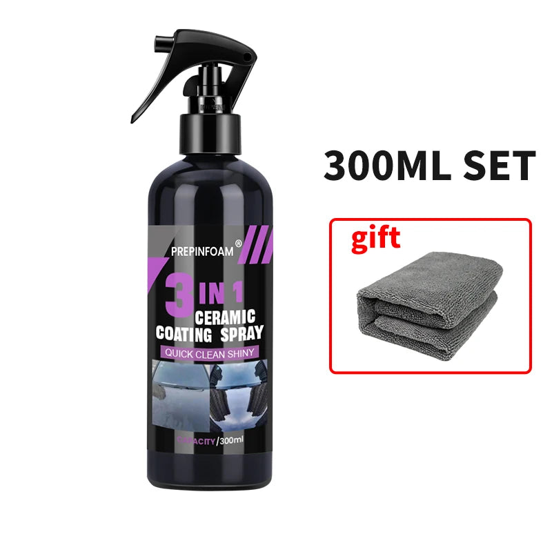 3-in-1 Car Ceramic Nano Coating Spray | Hydrophobic Paint Polish & High-Gloss Protection