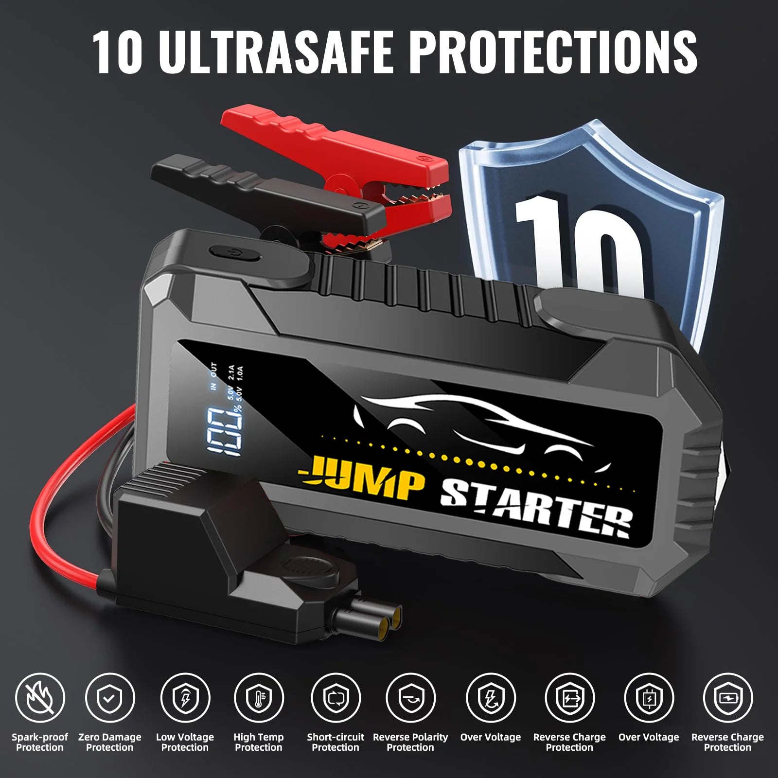 Car Jump Starter 5000A Battery Pack with 20000mAh Power Bank