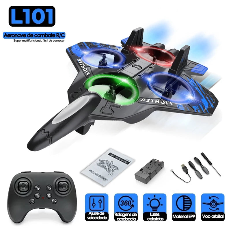 L101 RC Foam Airplane Mini Drone | 2.4G Fighter Stunt Helicopter 360° Flip Quadcopter