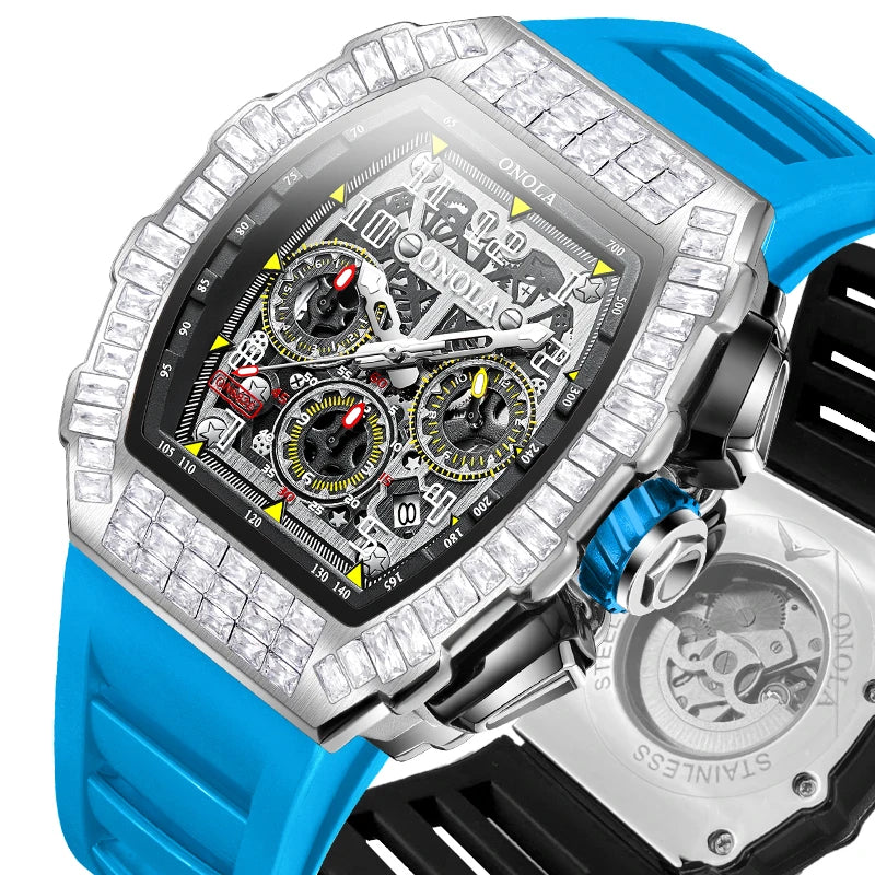 ONOLA Men Mechanical Watch Casual Silicone Automatic Military Sports Wristwatch