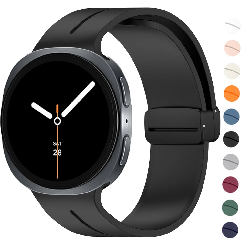Samsung Galaxy Watch Magnetic Silicone Sport Band | Premium D-Buckle Strap for Galaxy Watch Series (40mm, 44mm, 46mm)