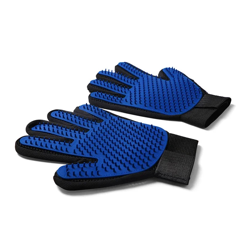 Silicone Pet Grooming Gloves – Hair Brush & Remover for Dogs & Cats