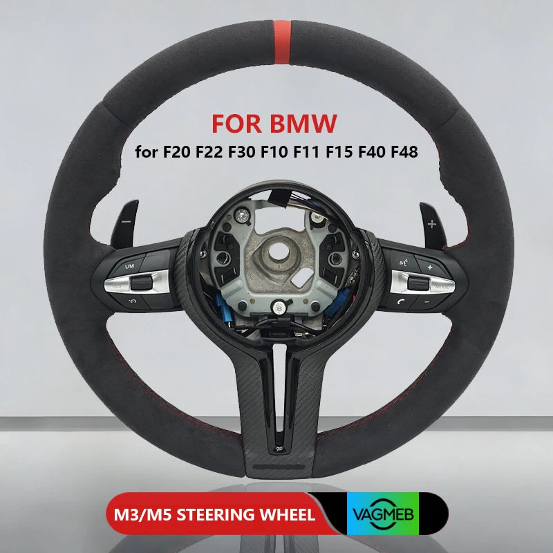 M Sports Carbon Fiber Steering Wheel with Yellow Stripe – Performance Modification for BMW
