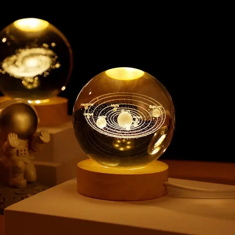 USB LED Galaxy Crystal Ball Night Light – 3D Moon Lamp Home Decor