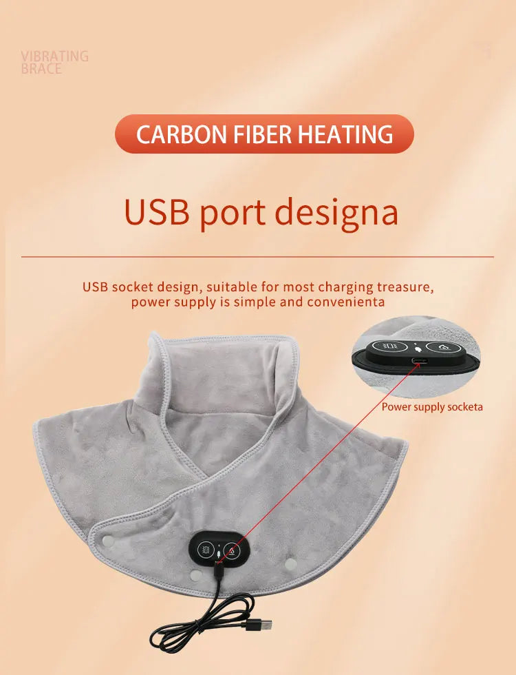 Electric Heated Shoulder & Neck Massager – USB Vibrating Wrap