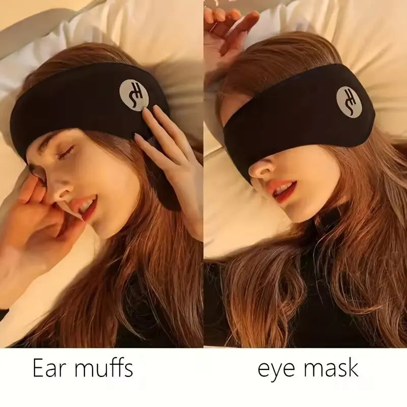 Soft Adjustable Sleep Mask with Ear Covers | Noise Cancelling Eye & Ear Protection for Travel, Snoring & Home Comfort