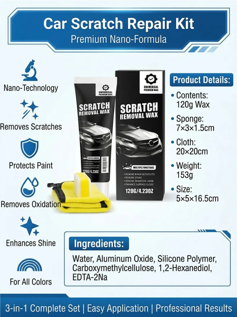 Car Scratch Repair Kit Professional Paint Care Deep Wax Restoration Set