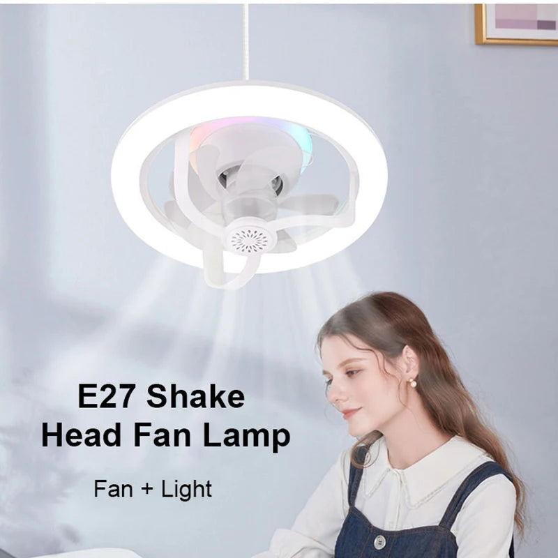 360° Rotating E27 Ceiling Fan Bulb | RGB Color Dimmable LED Light with Remote
