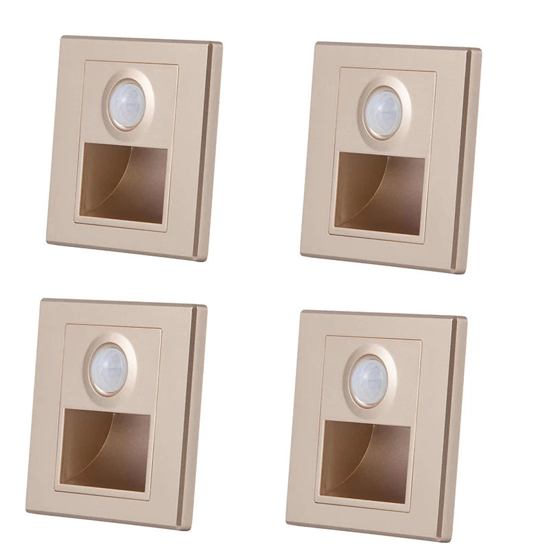 PIR Motion Sensor LED Night Light | Recessed Footlight for Walls & Staircases (AC 110–240V)