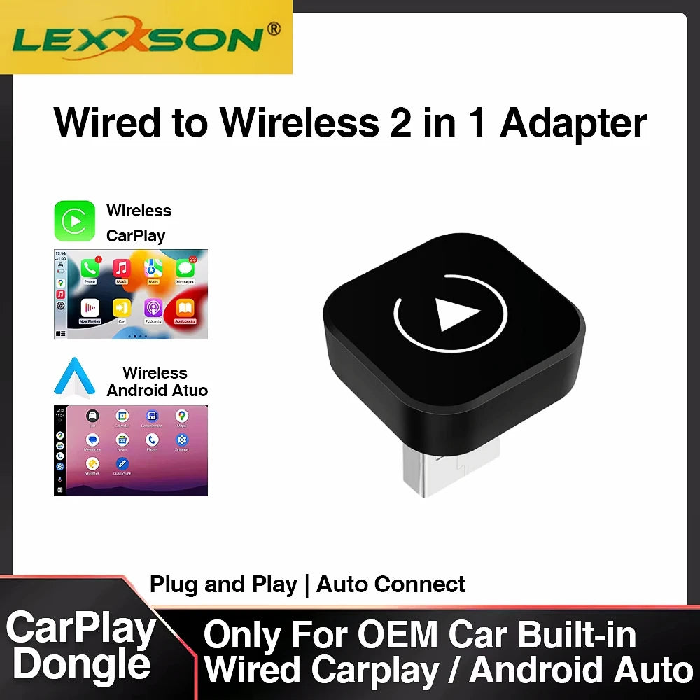 2-in-1 Wireless CarPlay & Android Auto AI Smart Adapter