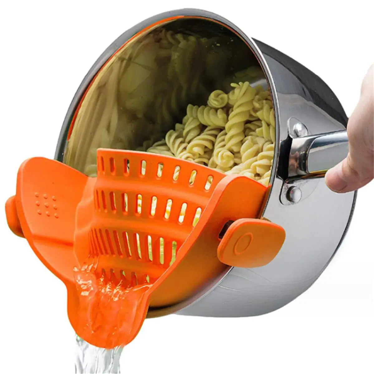 Snap-On Silicone Pot Strainer | Universal Adjustable Clip-On Food Strainer for Pots, Pans & Bowls