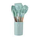12PCS Silicone Non-Stick Kitchen Utensil Set with Wooden Handles