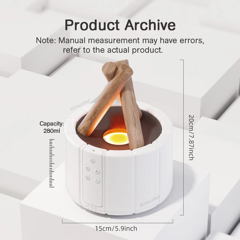 Kinscoter Bonfire Simulated Flame Aroma Diffuser | Ultrasonic Cool Mist Air Humidifier & Essential Oil Fragrance Lamp