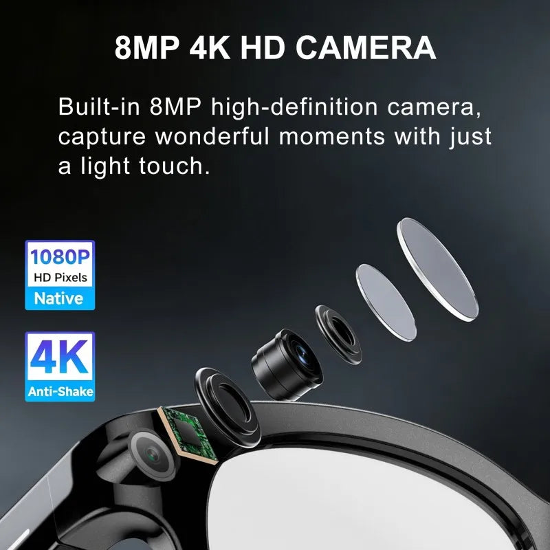 AI Smart Glasses with 1080P HD Camera | ChatGPT AI Voice, Bluetooth Calling & 3600mAh Charging Case