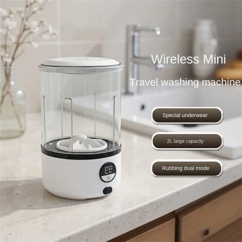 2L Wireless Mini Portable Washing Machine | 2000mAh Rechargeable Desktop Washer Cup for Underwear & Socks
