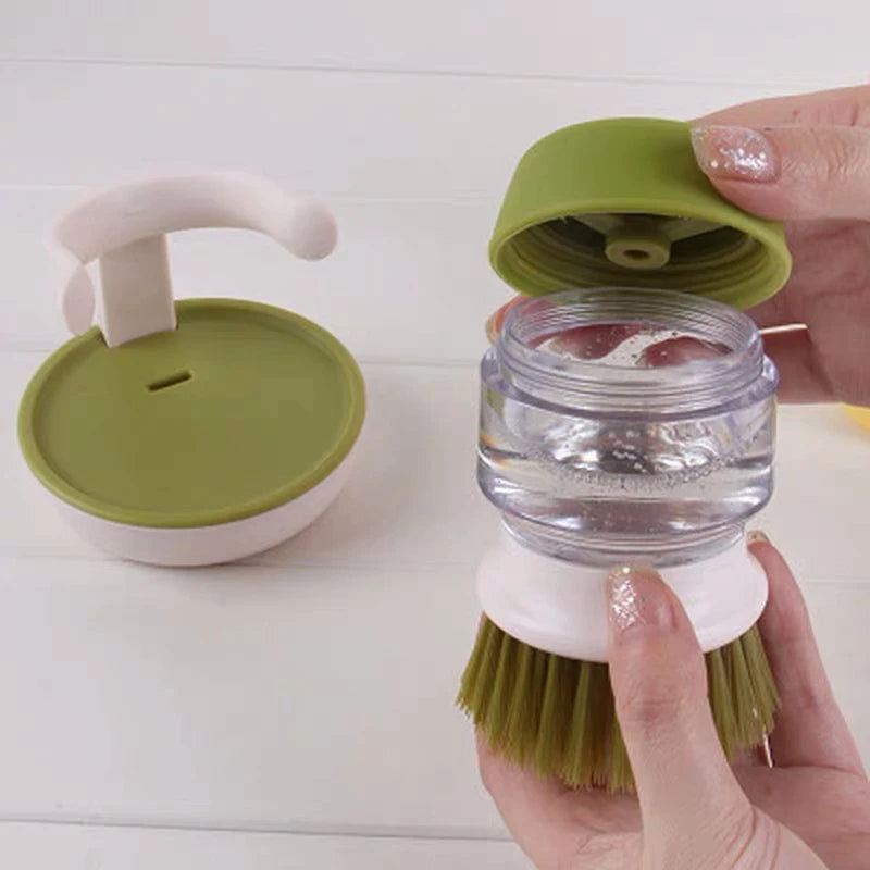 Household Cleaning Brush 2-in-1 Handle Set | Dishwashing Scrubber with Removable Liquid Soap Dispenser