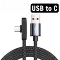 90-Degree Right Angle USB Type-C Cable | 100W Fast Charging Braided Data Wire for iPhone, Samsung & Xiaomi