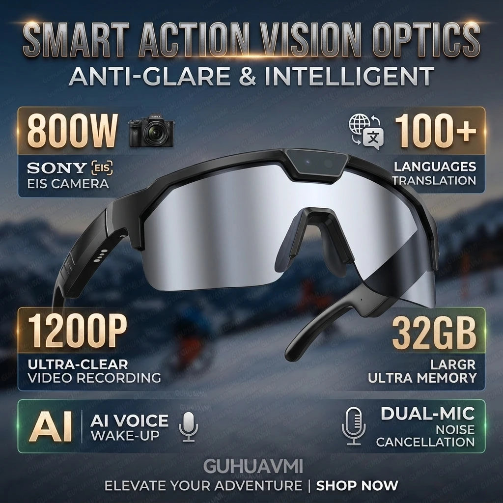 Next-Gen Cycling Smart Glasses with 4K HD Anti-Shake Camera | UV400 Polarized Sport Sunglasses with 3D Speakers & AI Translation