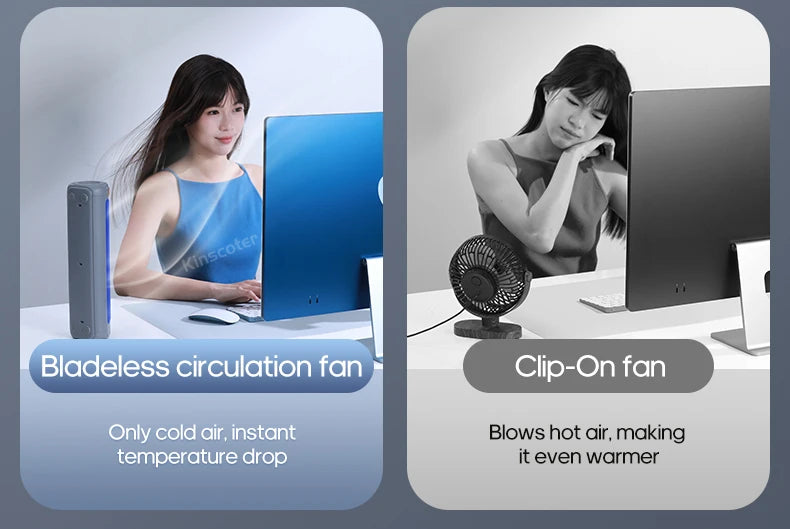 Kinscoter M60 Portable Bladeless Fan | Rechargeable USB Air Circulator