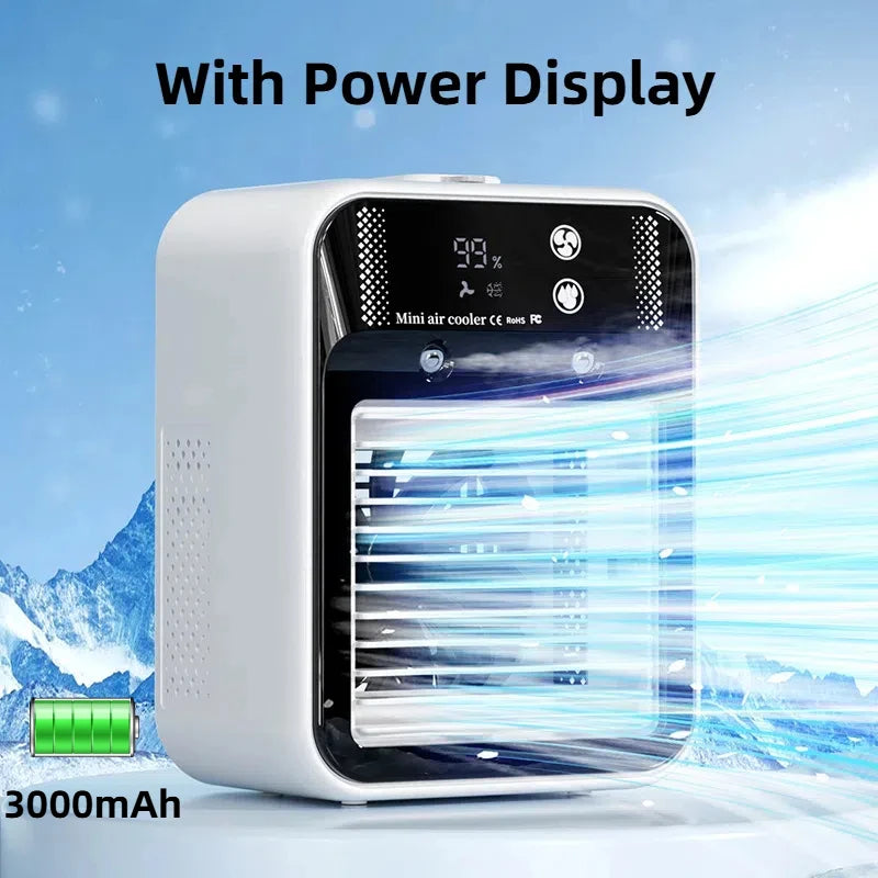 USB Desktop Mini Air Cooler Fan | Portable Personal Cooling Device with Water Tank & 1800mAh Battery