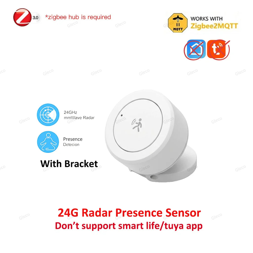 Zigbee 24GHz Mini mmWave Human Presence Sensor | Microwave Radar Occupancy Motion Detector for Tuya & Zigbee2MQTT
