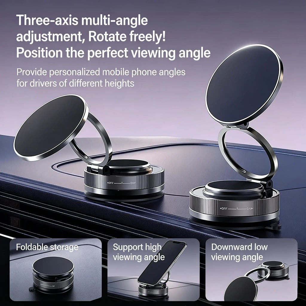 Vacuum Magnetic Car Phone Mount 360° Rotating Suction Cup Navigation Bracket
