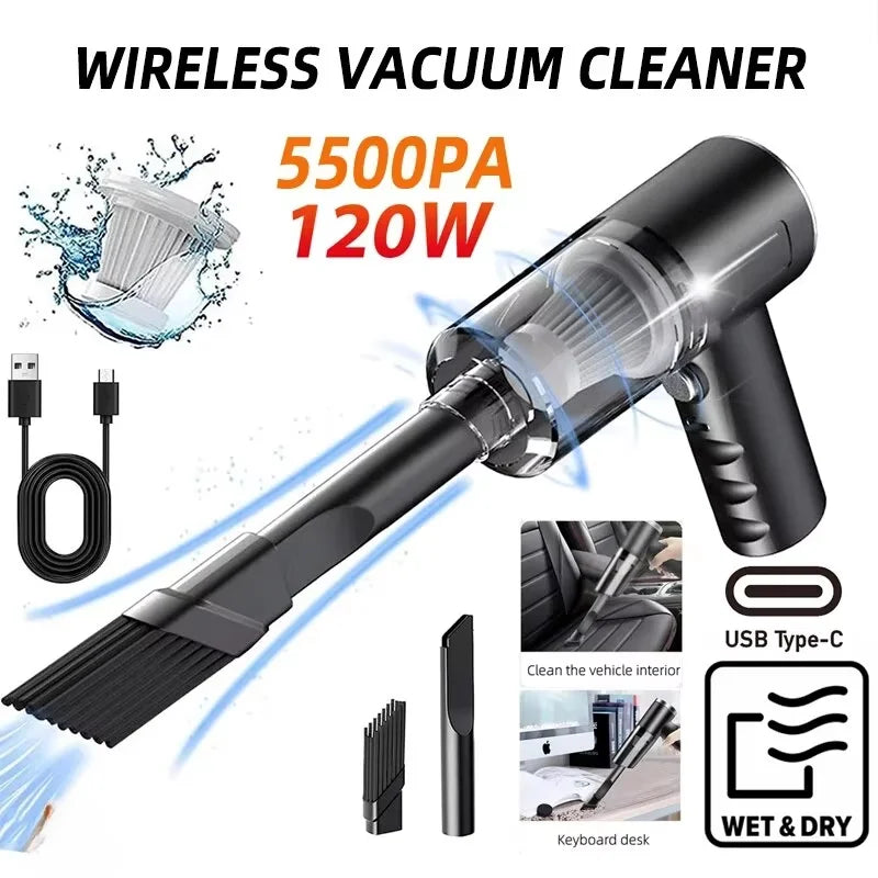 Wireless Handheld Vacuum Cleaner 120W High Power Dual Use Portable Vacuum