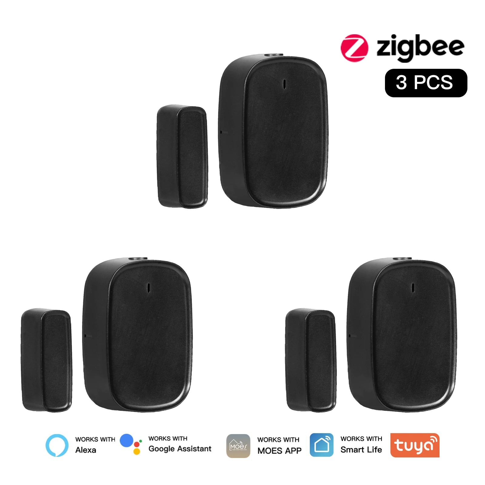 MOES Tuya Zigbee Smart Door & Window Sensor | Wireless Gate Detector for Smart Life & Alexa