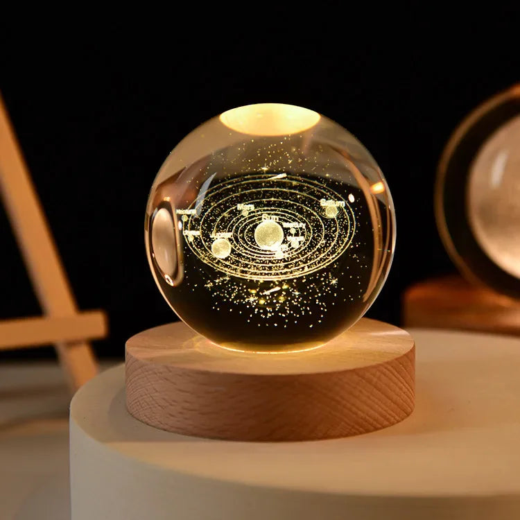 USB LED Galaxy Crystal Ball Night Light – 3D Moon Lamp Home Decor