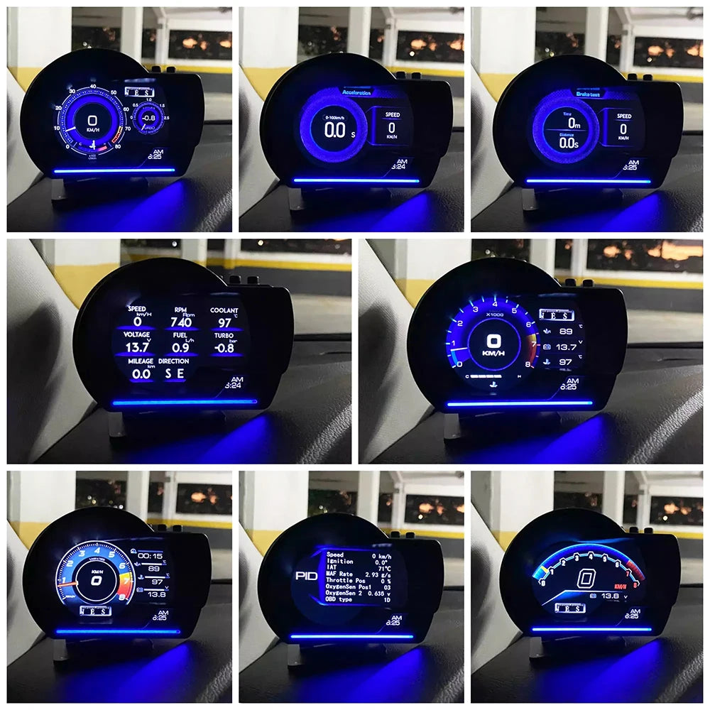A501 Car HUD OBD2 Digital Display – Turbo, RPM, Temp & Alarm