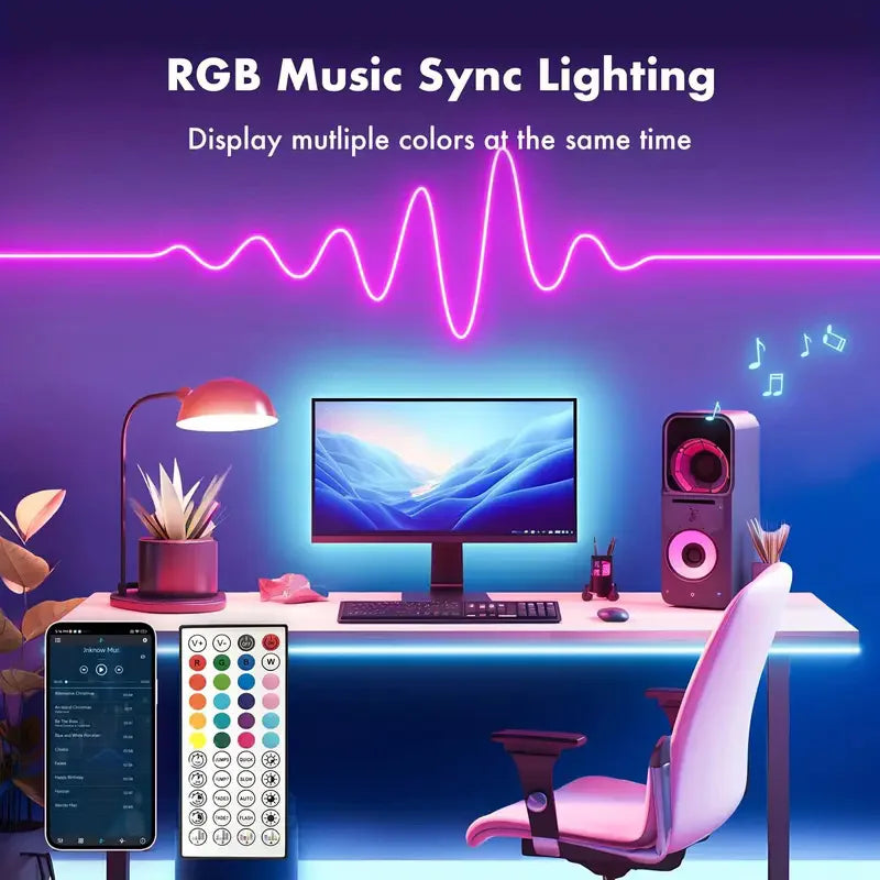 DC24V RGB LED Neon Rope Lights | Flexible Color Changing Music Sync App Control Strip