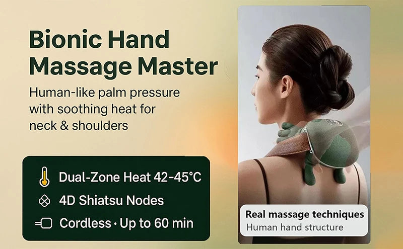 2025 Bionic N7 Neck & Shoulder Massager – 3 Modes, Full Body Kneading Pillow