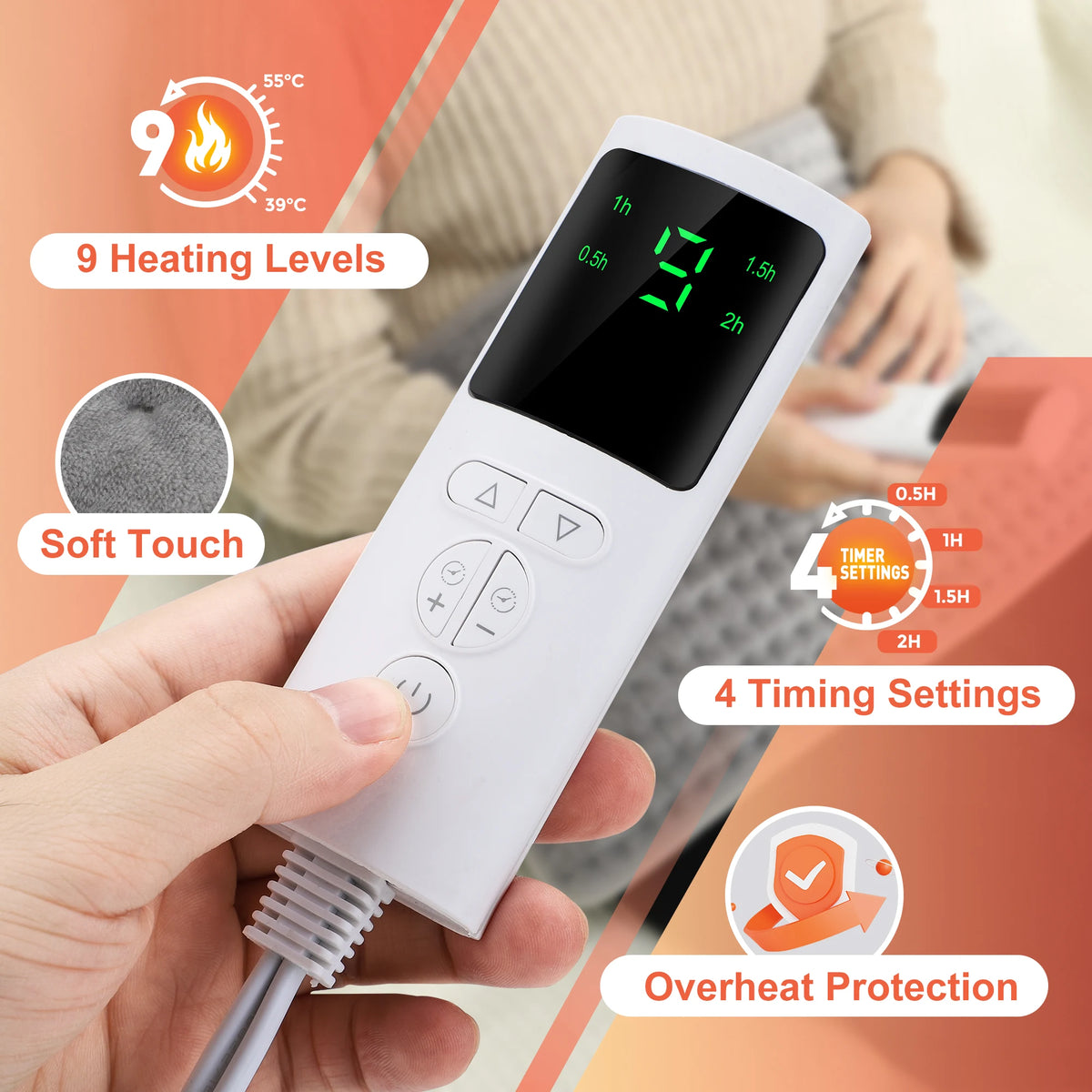 Electric Heating Waist Belt | Portable Thermal Pad with Adjustable Temperature & Digital Controller for Lumbar, Abdomen & Back Pain Relief
