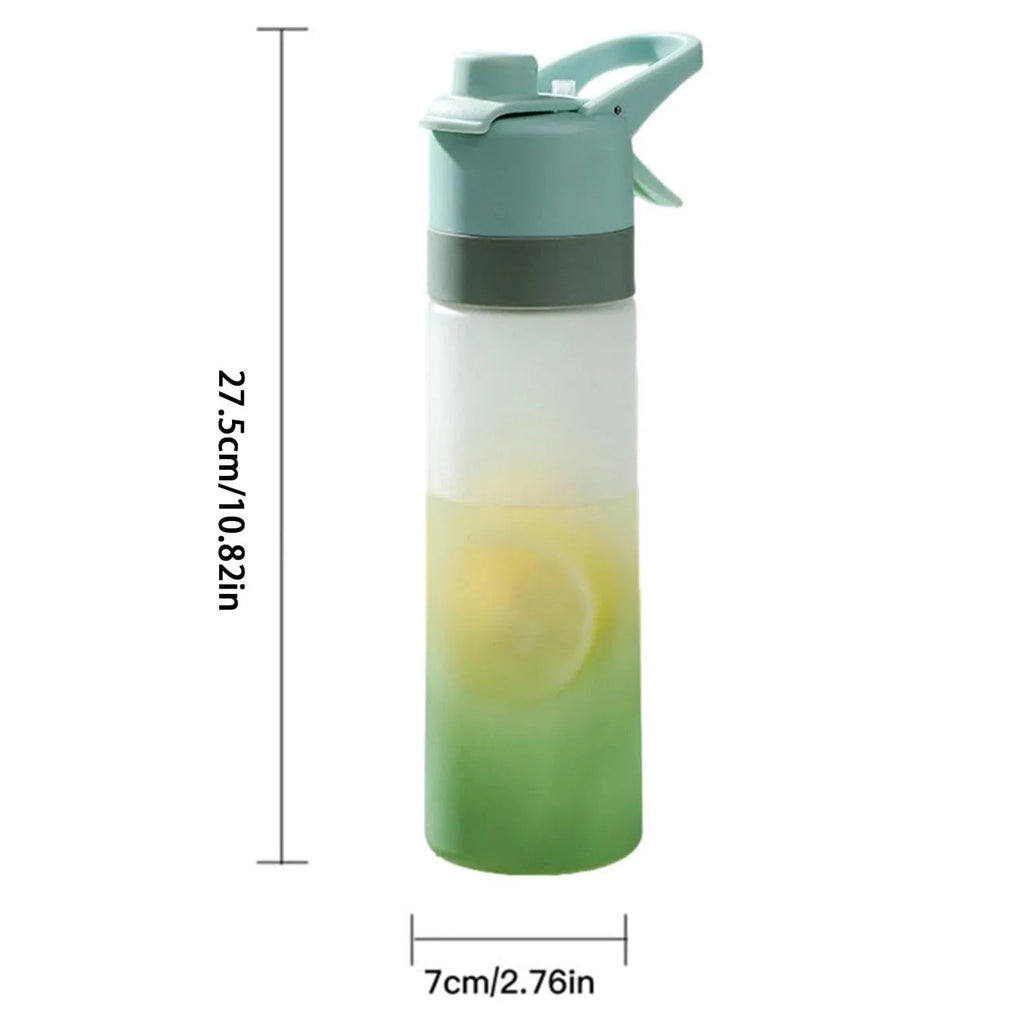 Large Capacity Spray Water Bottle with Straw Gradient Frosted Portable Outdoor Sports Travel Mist Sprayer Reusable Cup