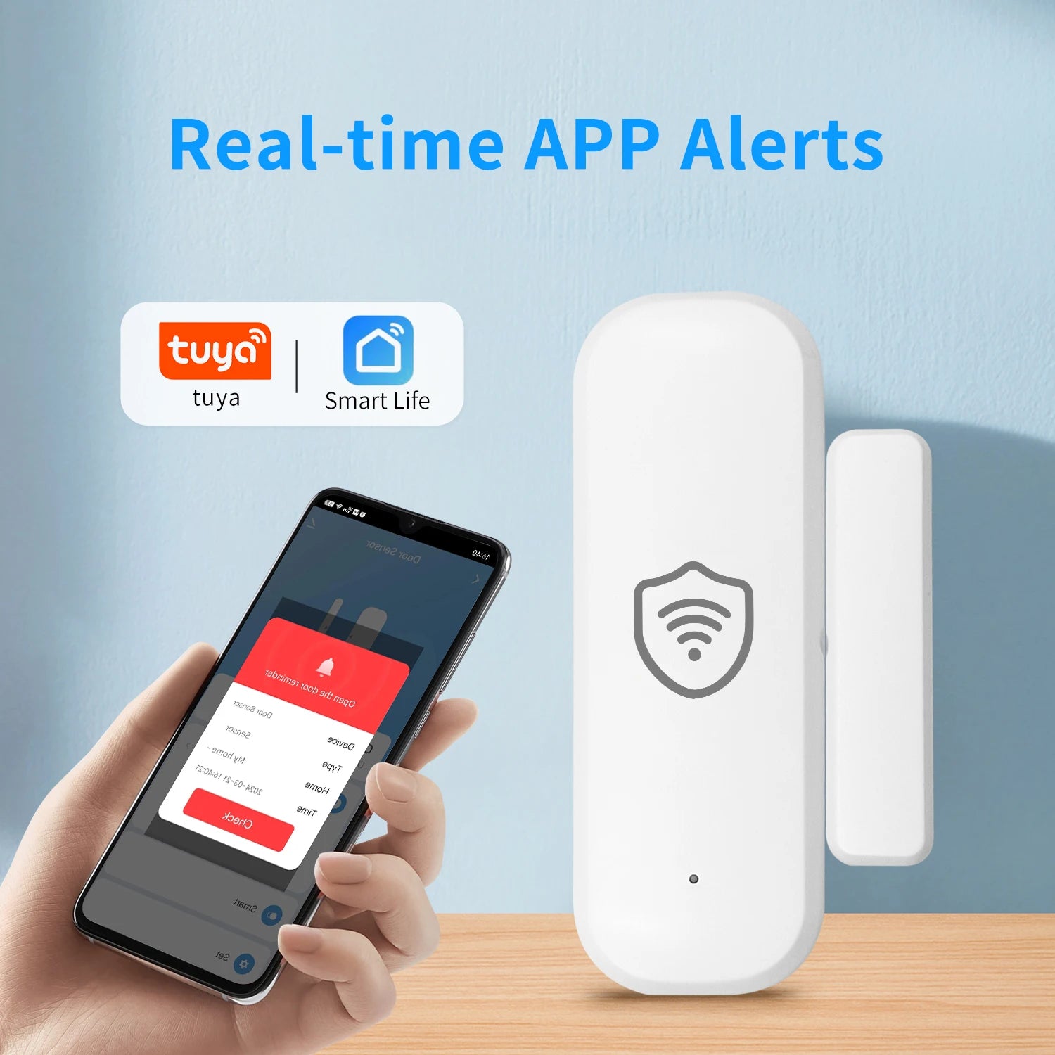 Tuya WiFi / Zigbee Door Window Sensor Detector | Anti-Theft Contact Alarm for Smart Life, Alexa & Google Home