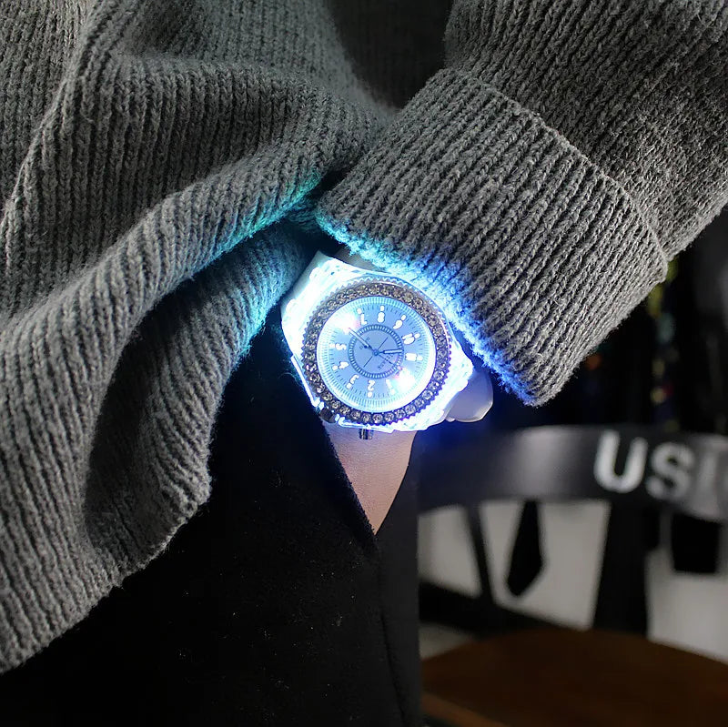 LED Luminous Silicone Watch | Stylish Unisex & Kids Wristwatch with Arabic Numerals and Flash Light Effect