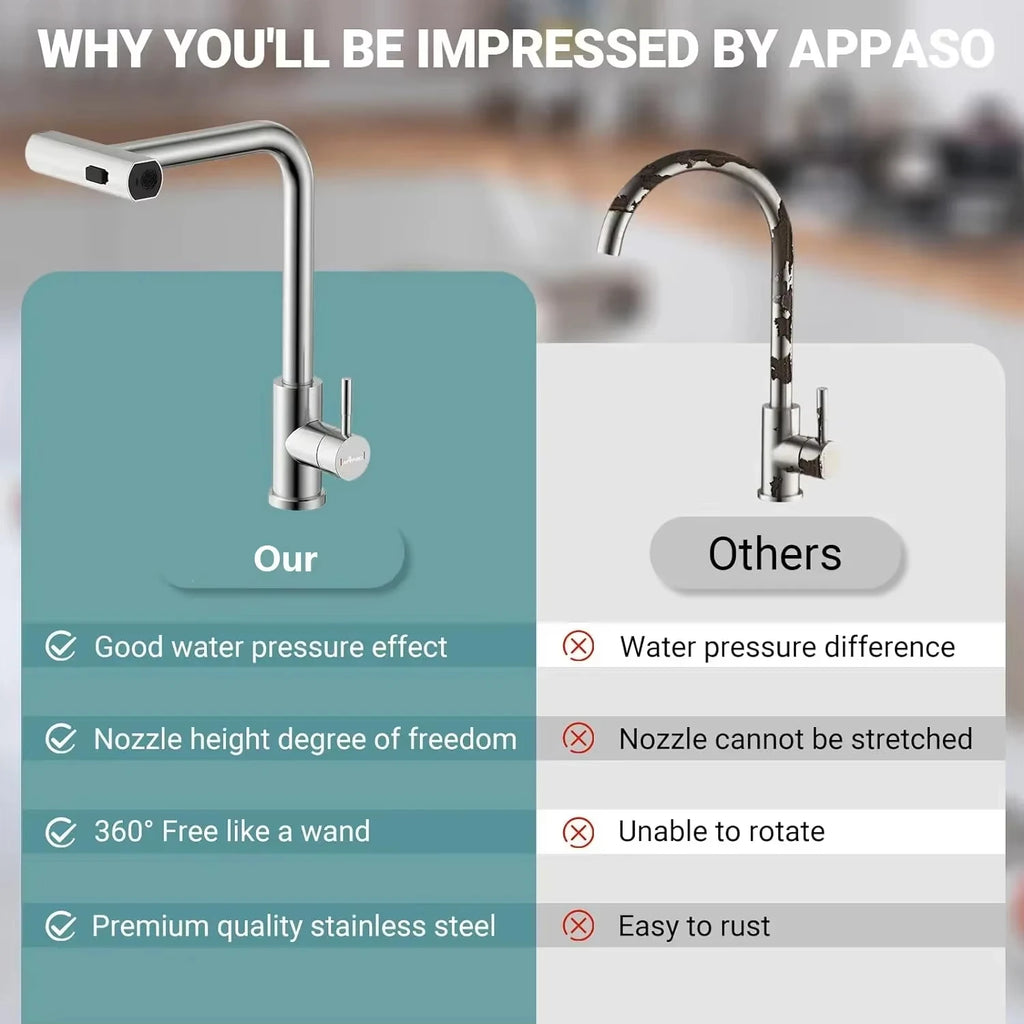 Waterfall Kitchen Pull-Out Faucet 3-Mode Flexible Sink Mixer Tap Stainless Steel
