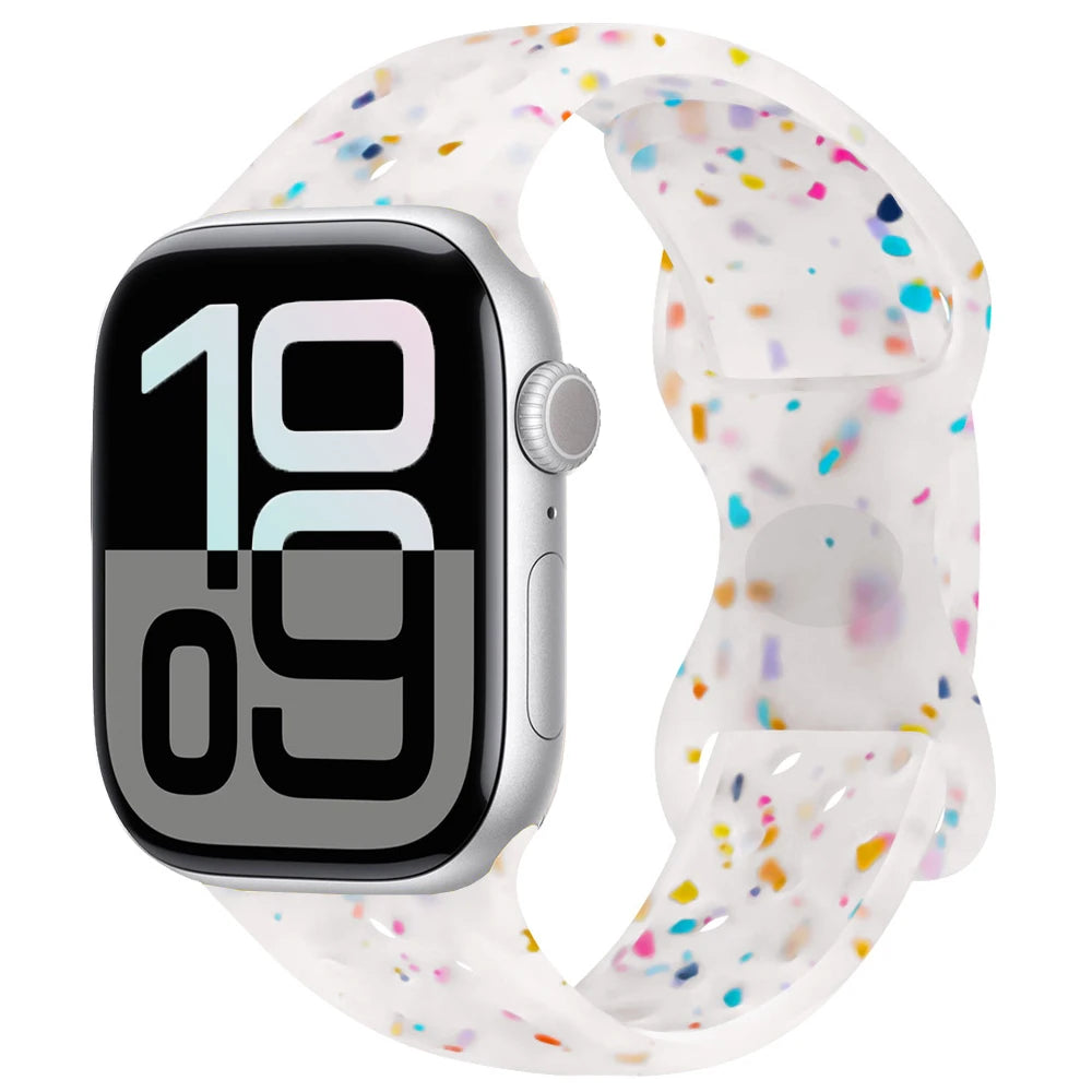 Apple Watch Silicone Strap | Unique Transparent & Speckled Designs | Compatible with All Series (40mm - 49mm, Series 1-11 & Ultra)