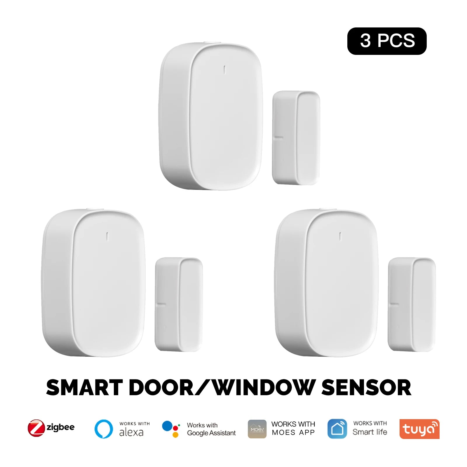 MOES Tuya Zigbee Smart Door & Window Sensor | Wireless Gate Detector for Smart Life & Alexa