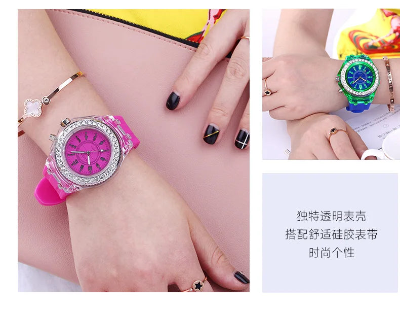 LED Luminous Silicone Watch | Stylish Unisex & Kids Wristwatch with Arabic Numerals and Flash Light Effect