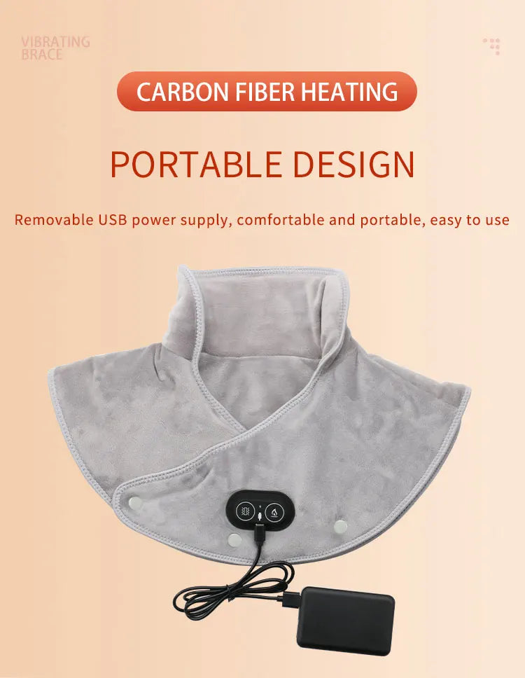 Electric Heated Shoulder & Neck Massager – USB Vibrating Wrap