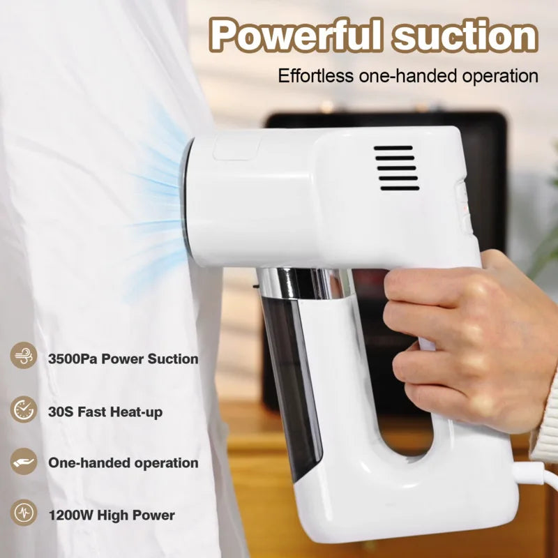 1200W Handheld High-Pressure Steam Iron | 3500Pa Suction, 30S Fast Heat-up (108ml)