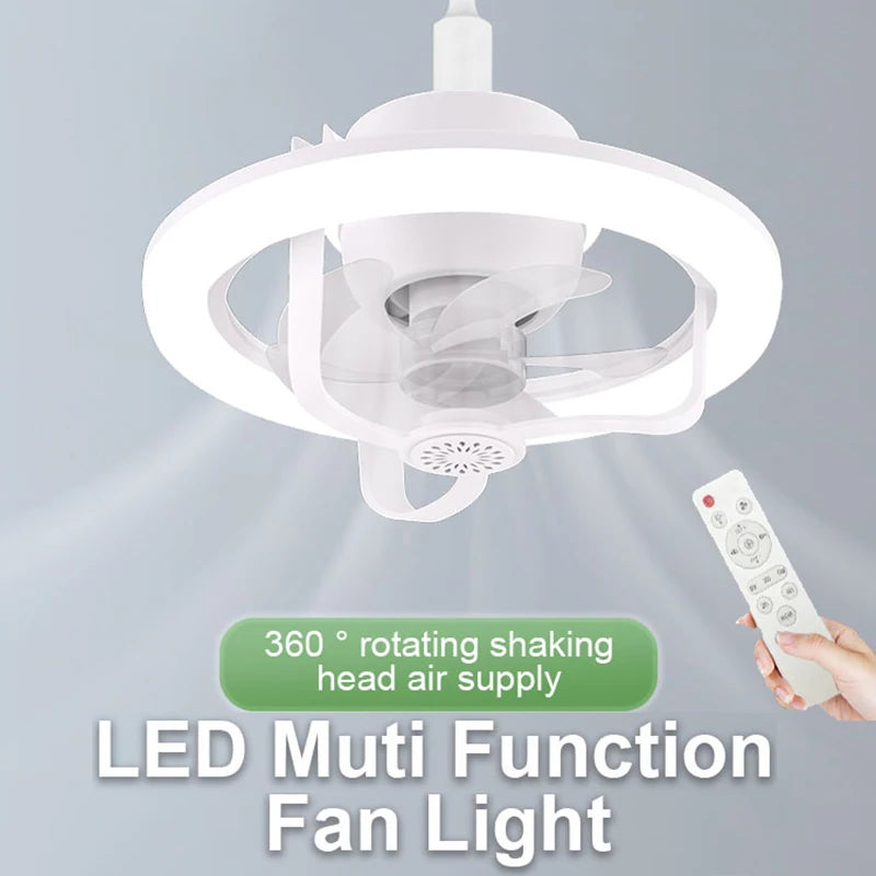 360° Rotating E27 Ceiling Fan Bulb | RGB Color Dimmable LED Light with Remote
