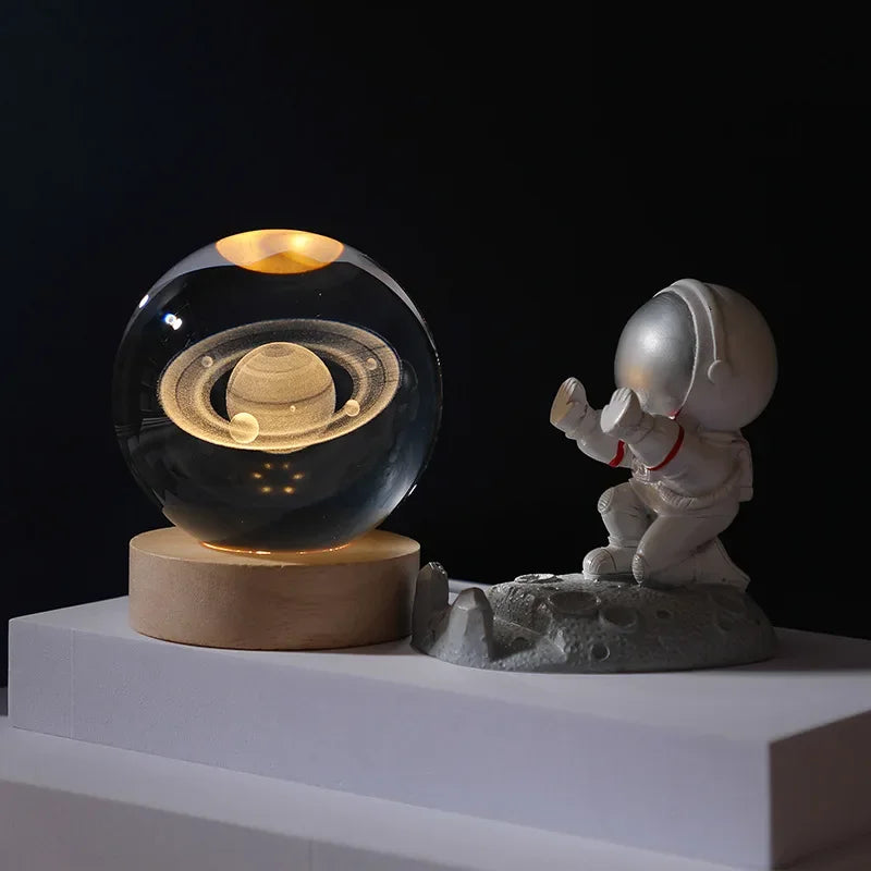 USB LED Galaxy Crystal Ball Night Light – 3D Moon Lamp Home Decor