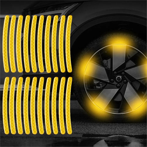 20pcs Car Wheel Hub Reflective Sticker Set | Luminous Tire Rim Safety Strips for Night Driving
