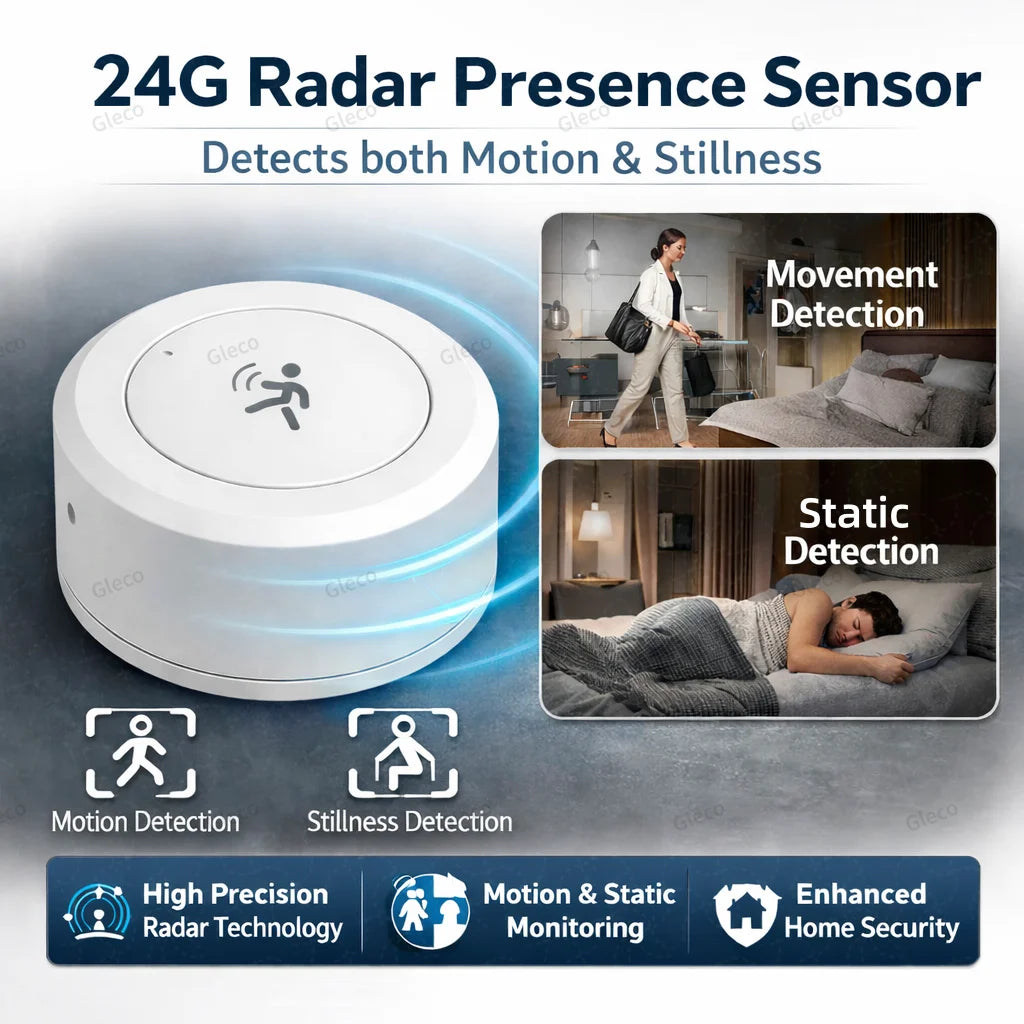 Zigbee 24GHz Mini mmWave Human Presence Sensor | Microwave Radar Occupancy Motion Detector for Tuya & Zigbee2MQTT